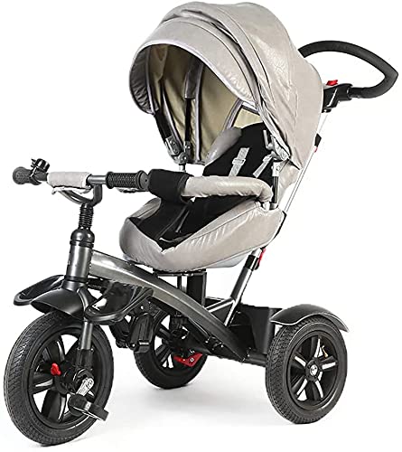 Cochecito de bebé, buggy, triciclo que empuja a mano para niños, cochecito reclinable de desmontaje de 360 ​​grados para niños de 6 meses a 6 años, marrón (Color : Gray)