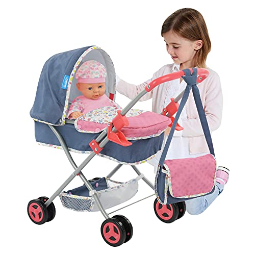 Cochecito de muñecas Hauck Kombi Baby To Go Set con Bolsa de pañales, portabebés Frontal, Cesta de la Compra, My World Baby, Multicolor (4894352791107)