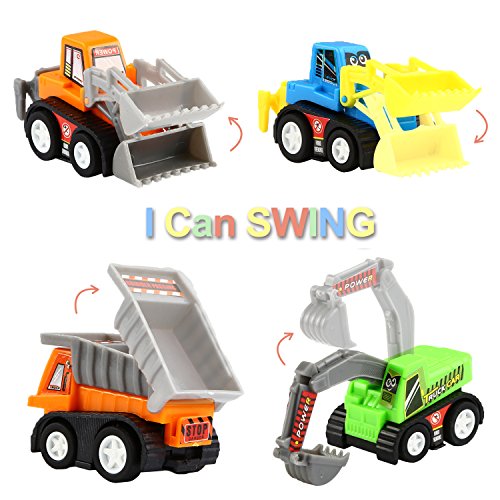 Coches Por Fricción, Pack de 12 Vehículos de Juguete Surtidos con 6 Camiones de Construcción y 6 Coches de Carreras, Mini Vehículos Camiones y Cochecitos de Juguete Yeonha Para Niños Pequeños