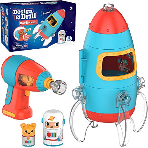 Cohete con Figuras atornillables Bolt Buddies de Design & Drill de Learning Resources, Juguete de construcción para desarrollar la motricidad Fina