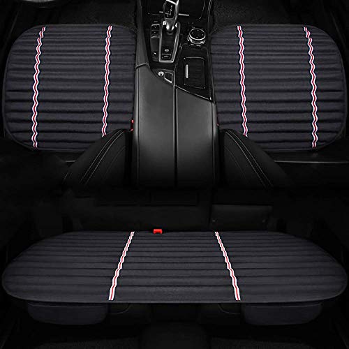 Cojín suave para asiento de automóvil, carbón de bambú con almohadillas interiores de cuero de PU para asiento de automóvil para viajes de oficina en casa, cuatro estaciones, universal, beige