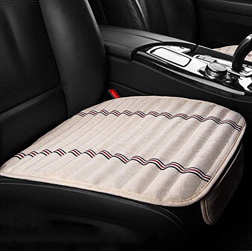 Cojín suave para asiento de automóvil, carbón de bambú con almohadillas interiores de cuero de PU para asiento de automóvil para viajes de oficina en casa, cuatro estaciones, universal, beige