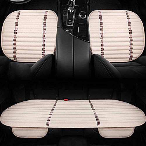 Cojín suave para asiento de automóvil, carbón de bambú con almohadillas interiores de cuero de PU para asiento de automóvil para viajes de oficina en casa, cuatro estaciones, universal, beige