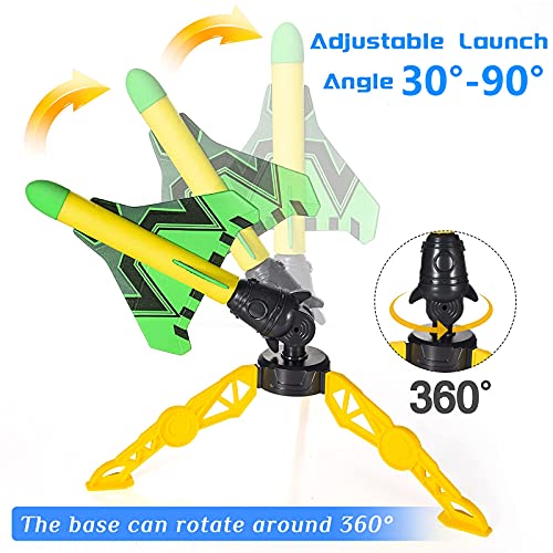 colmanda Cohete Juguete, 6 Cohetes de Espuma con Lanzacohetes, Juguete Cohete de Aire Lanza Cohetes Juegos, Juguete Cohete de Aire Lanzador, Espuma de Cohetes de Salto para Niños Niñas de Juguete