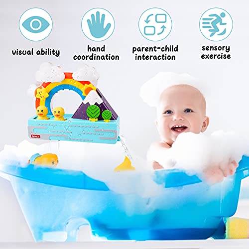 colmanda Juguetes de Baño para Bébé, Juguete de Bañera Niños, Bañera Juegos Cascada de Juguete de Bañera DIY Hora del Baño Juego, Regalo de Fiesta para Niños Niñas (7PCS)