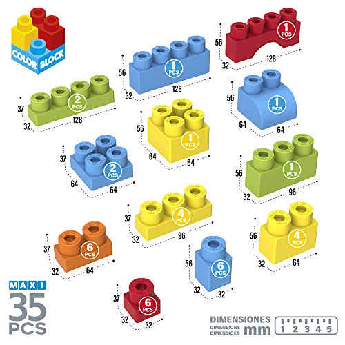 ColorBaby - Construcciones para niños juego construcción bolsa 35 piezas maxi color block (49276)