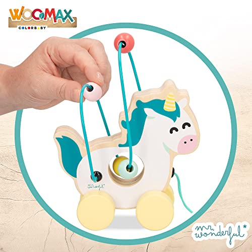 ColorBaby WOOMAX - Mr Wonderful - Arrastre Unicornio de Madera +18m (48804)