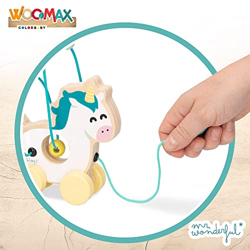 ColorBaby WOOMAX - Mr Wonderful - Arrastre Unicornio de Madera +18m (48804)