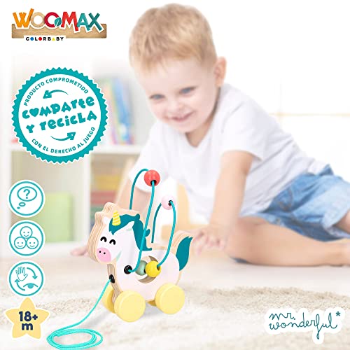 ColorBaby WOOMAX - Mr Wonderful - Arrastre Unicornio de Madera +18m (48804)