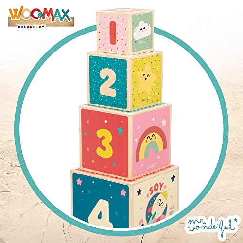 ColorBaby WOOMAX - Mr Wonderful-Torre Cubos de Madera +12m (48801)