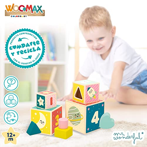 ColorBaby WOOMAX - Mr Wonderful-Torre Cubos de Madera +12m (48801)