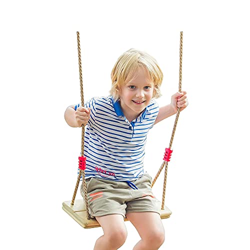 Columpio de Madera, Madera Asiento de Swing, con Cuerda de cáñamo Ajustable, Columpio de árbol para Adultos y Niños, Columpio Infantil al Aire Libre (2)