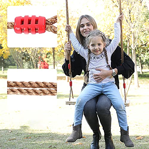 Columpio de Madera, Madera Asiento de Swing, con Cuerda de cáñamo Ajustable, Columpio de árbol para Adultos y Niños, Columpio Infantil al Aire Libre (2)