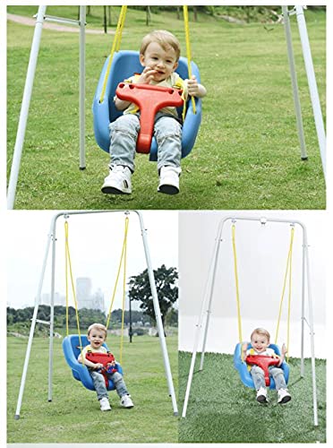 Columpio para bebés con barra rojo y cuerda amarilla, columpio para bebés al aire libre y interior, asiento de swing de niños con 2 correas colgantes, niños pequeños para niños para niños, asiento de