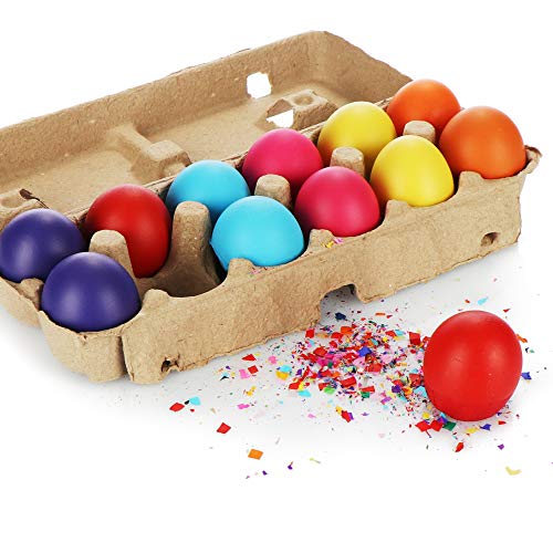 com-four® 24 Huevos de Pascua con Confeti - Huevos de Confeti de Colores para Pascua - Confeti en Huevos de gallina Reales y Pintados (púrpura. Rojo. Azul. Rosa. Amarillo. organge)