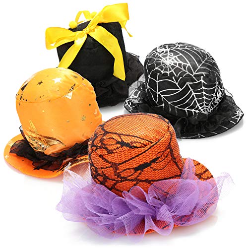 com-four® 4x mini sombrero para Halloween - sombrero de fiesta con clip para carnaval, Nochevieja, fiesta temática - tocados en diferentes diseños [la selección varía]