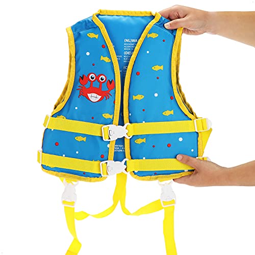 com-four® Ayuda a la flotabilidad - Chaleco para niños como Ayuda para la natación - Ayuda a la natación de Moda con decoración marítima - para niños de 3 a 6 años (Azul)