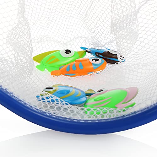 com-four® Juguete de baño de 12 Piezas - Juego de Captura de Peces con Red - para la bañera y la Piscina Infantil (12 Partes - Captura Pescado)