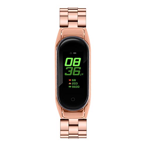 Compatibles con Mi Band 5 Correa, Miya System Ltd Reemplazo de Banda de Acero Inoxidable sólido Correa de Reloj Ajustable Pulsera para Xiaomi Mi Band 5 (Oro Rosa)