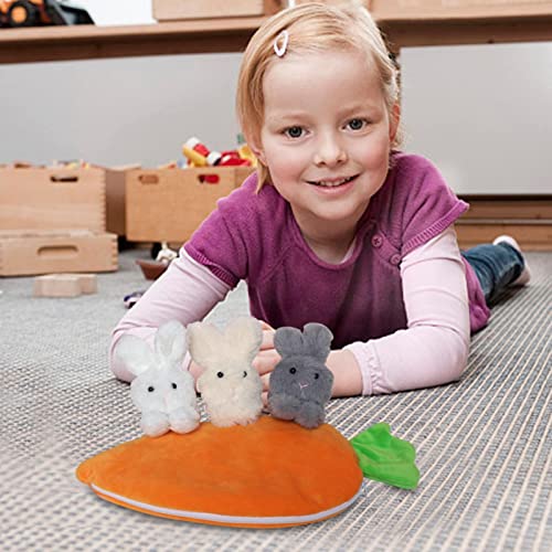 Conejito relleno - Peluche de zanahoria con conejitos en el interior Zanahoria de felpa suave linda con bolsa de cremallera Decoración de escritorio de vacaciones en casa Unzip Rabbit Doll Toy Renoble