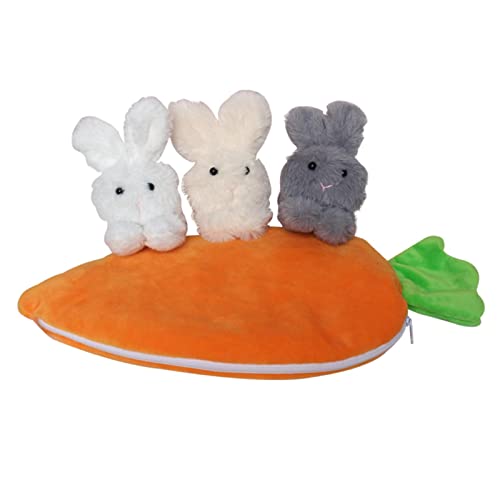 Conejito relleno - Peluche de zanahoria con conejitos en el interior Zanahoria de felpa suave linda con bolsa de cremallera Decoración de escritorio de vacaciones en casa Unzip Rabbit Doll Toy Renoble