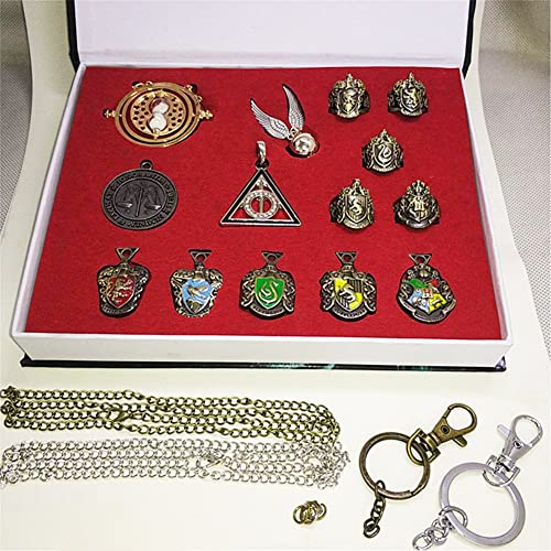 Conjunto De Colgante De Harry Potter Convertidor De Tiempo Reloj De Arena Colgante Collar Conjunto De Insignia De La Academia Conjunto De Joyas De Cosplay Para Niños