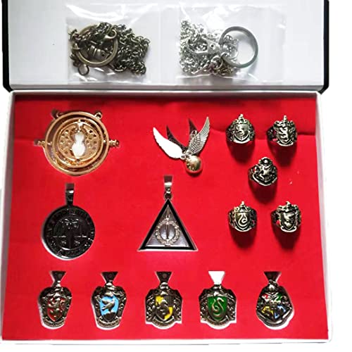 Conjunto De Colgante De Harry Potter Convertidor De Tiempo Reloj De Arena Colgante Collar Conjunto De Insignia De La Academia Conjunto De Joyas De Cosplay Para Niños