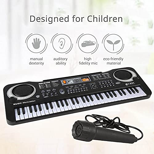 conpoir 61 Teclas Órgano electrónico USB Teclado Digital Piano Instrumento Musical Juguete para niños con micrófono