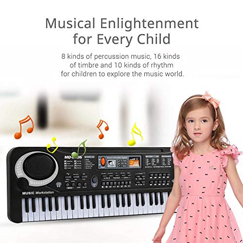 conpoir 61 Teclas Órgano electrónico USB Teclado Digital Piano Instrumento Musical Juguete para niños con micrófono