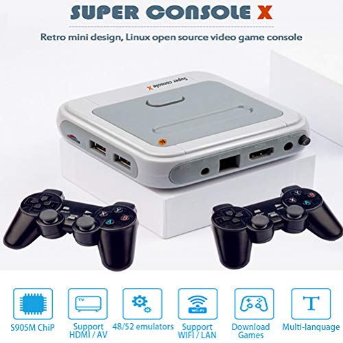 Consola de juegos retro, consola de videojuegos con salida de TV HDMI 4K con 2 controladores inalámbricos, más de 30000 juegos clásicos integrados, regalo ideal para niños y adultos(UE Enchufe)