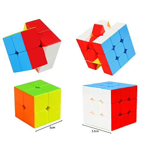 Cooja Cubos de Velocidad, 5 Piezas Speed Cube Set 2x2 + 3x3 + Pyraminx + Megaminx + Mirror Cube, Smooth Magic Cube Puzzle Durable Regalo de Juguetes para Niños Niñas