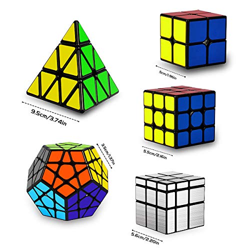 Coolzon Cubo Magico Set, 5 Pack Speed Cube Set 2x2x2 3x3x3 Megaminx Pyraminx Mirror Magic Cube 3D Puzzle Jigsaw Juguetes Educativos Regalos para Niños y Adultos