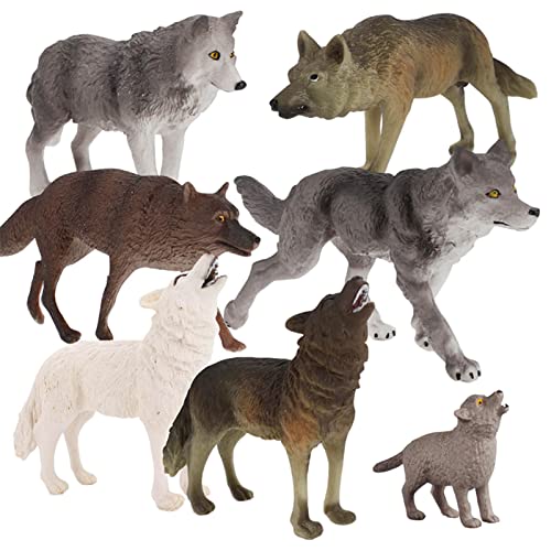 Correct De Figuras de Animales de Safari - Juego de Juego de Lobo de la Selva Africana Set de Juguetes de Mini Animales de 7 Paquetes Decoraciones navideñas para Jardines, terrazas, estanques