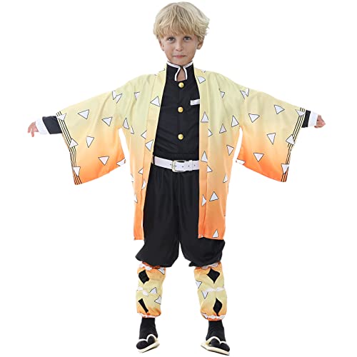 Cosplay Demon Slayer Kimono Kamado Tanjirou Agatsuma Zenitsu Tomioka Giyuu Kochou Shinobu Sleepwear Robe Cape Carnival Costume, naranja, 150 cm