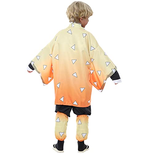 Cosplay Demon Slayer Kimono Kamado Tanjirou Agatsuma Zenitsu Tomioka Giyuu Kochou Shinobu Sleepwear Robe Cape Carnival Costume, naranja, 150 cm