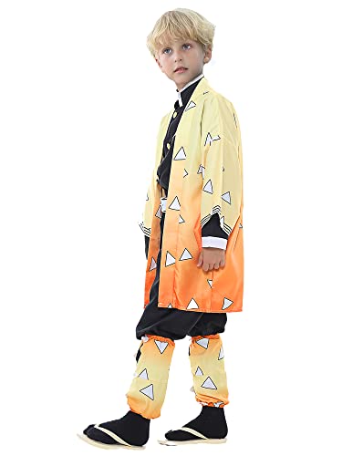 Cosplay Demon Slayer Kimono Kamado Tanjirou Agatsuma Zenitsu Tomioka Giyuu Kochou Shinobu Sleepwear Robe Cape Carnival Costume, naranja, 150 cm