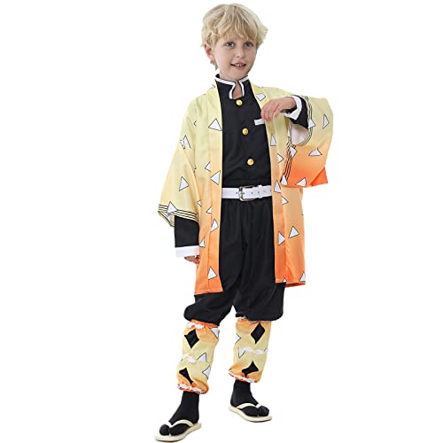 Cosplay Demon Slayer Kimono Kamado Tanjirou Agatsuma Zenitsu Tomioka Giyuu Kochou Shinobu Sleepwear Robe Cape Carnival Costume, naranja, 150 cm