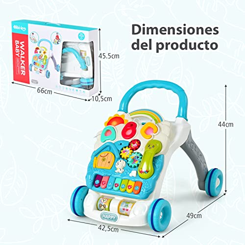 COSTWAY Andador Caminador, Caminador con Música y Luces, Centro Actividad Educativo con Panel de Juego Removible y Ruedas con Velocidad Regulable, Juguete de Empuje para Niños y Niñas