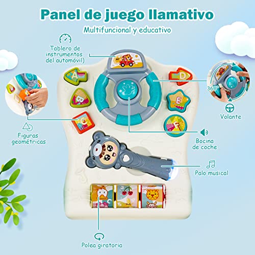 COSTWAY Andador para Niños, Andador de Empuje con Proyección Varita Mágica Musical y Panel Juguete Divertido, Centro Actividad Educativo, Juguete de Empuje para Caminar para Niños 6-36 Años