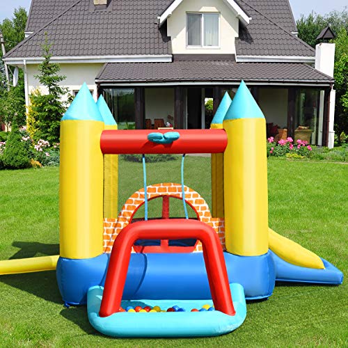 COSTWAY Castillo Hinchable con Tobogán y 30 Bolas para Infantil Centro de Juego de 300x280x210 cm Sin Soplador