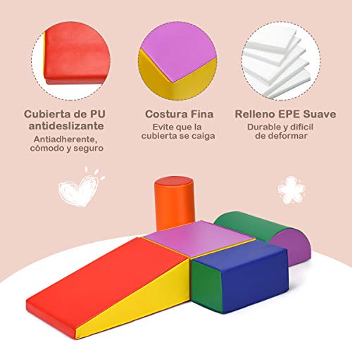 COSTWAY Juego de Bloques de Espuma Grandes para Bebé Bloques de Construcción Juguetes Educativos para Niños (Estilo 2)