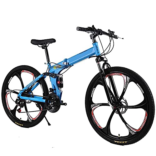 COUYY 24/26 Pulgadas Variable Variable Plegable Mountain Bike Estudiante Deporte Bicicleta Amortiguador Amortiguador Niño Bike Boys & Girls Double Disc,24 Speed,24 Inches