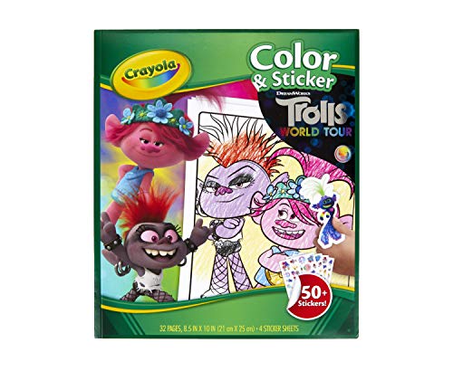 CRAYOLA 04-0917-0-000 Trolls - Cuaderno de 2 colores y pegatinas, multi, 25,5 x 21,6 x 0,4 cm