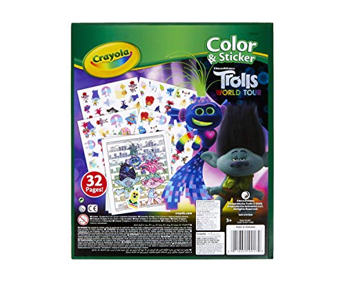 CRAYOLA 04-0917-0-000 Trolls - Cuaderno de 2 colores y pegatinas, multi, 25,5 x 21,6 x 0,4 cm