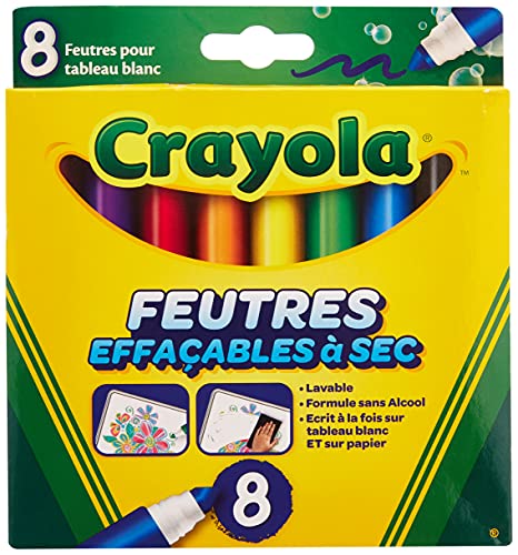 Crayola – 8 rotuladores borrables (punta ancha) – Caja francesa – Para manualidades – Rotuladores y accesorios de fantasía – A partir de 3 años – Juego de dibujo y colorear