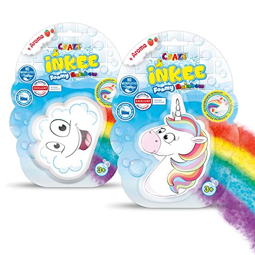 CRAZE INKEE Bombas baño para niños Arcoiris Perfumada, Juego de Unicornio o Nube. juguetes baño espumosas Multi Color para Bañera o Piscina de Niños con olor a Fresas, Multicolor (22511)