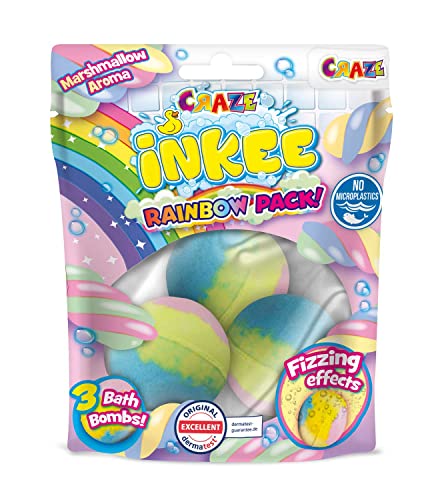 CRAZE INKEE Rainbow Bombas baño para niños de arcoiris, Perfumadas Efecto Efervescente, Multicolor 3 bombas incluidas (25840)