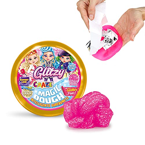 CRAZE Magic Dough Expert Glitzy 35450 - Plastilina para niños (70 g, efecto brillante)