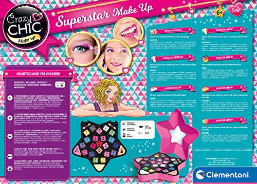 Crazy Chic Clementoni- Crazy Chic-Superstar Make-up Maquillaje niña, Multicolor (Clementoni S.p.A 18604)