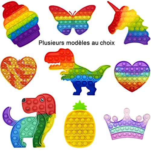 CRAZYCHIC - Pop It Fidget Toys - Popit Push Bubble Juguetes Niños Barato - Juegos Antiestres Hijos Adultos - Burbujas Multicolor Arco Iris Regalo Niño Niña Unicornio